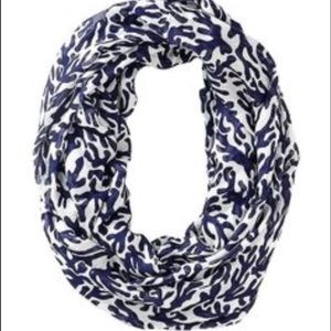 Lily Pulitzer navy blue and white coral print infinity scarf